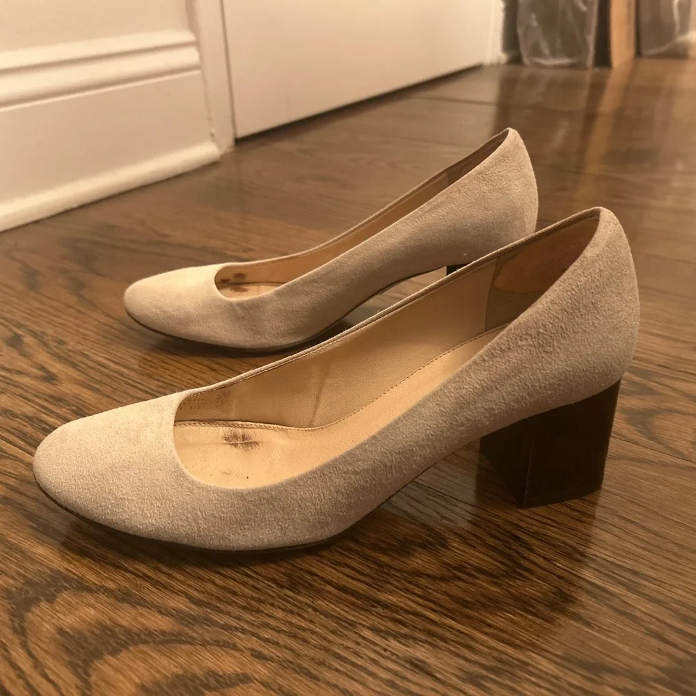 JCrew Cream Suede Block Heel Pump